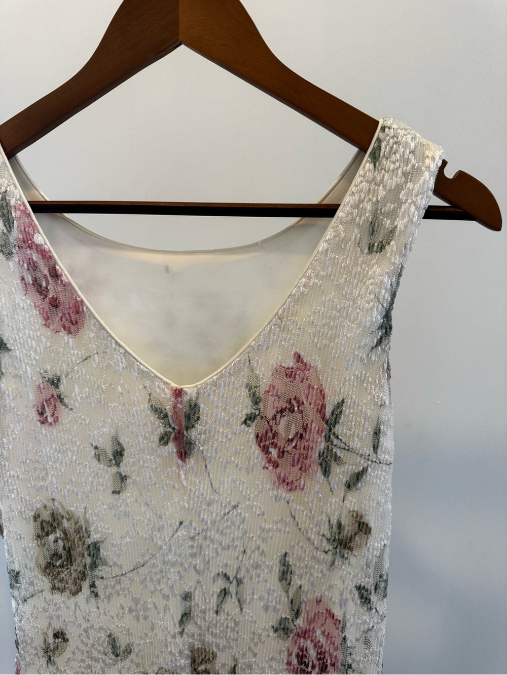90s/Y2K Amoretti Lace Dress in Ivory, Pink & Olive - Picture 5 of 6
